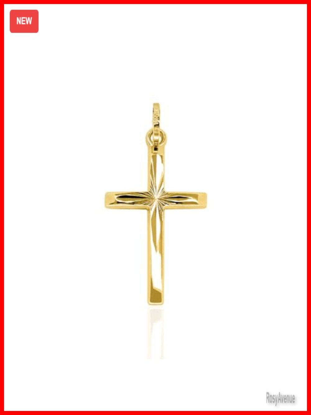 14k Yellow Gold Cross Pendant Charm Small Solid Gold Italian Made